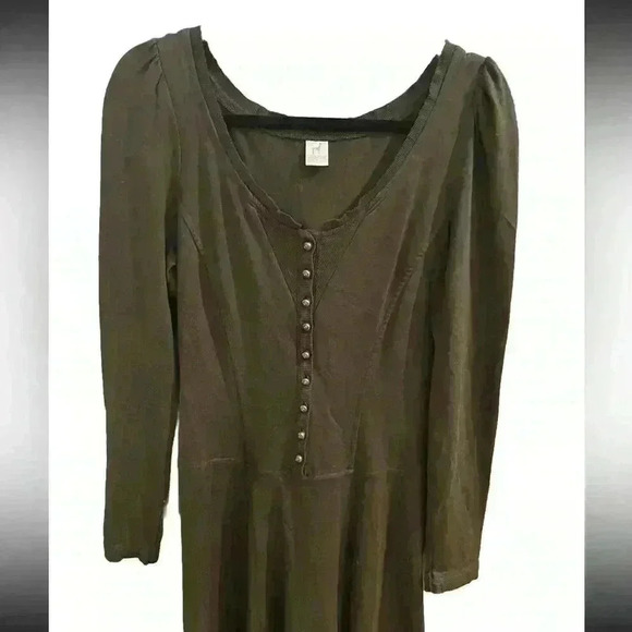 PERUVIAN CONNECTION Brown Dress Alpaca Pima Cotton Lagenlook Boho Cottage Sz S - Picture 3 of 9